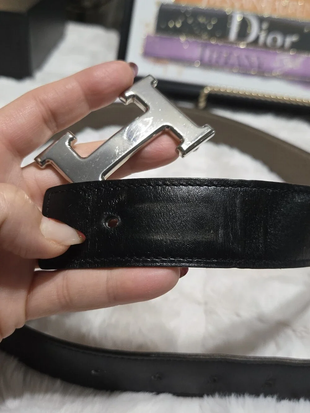 Hermes Reversible Belt Black / Gray  31 to 38!